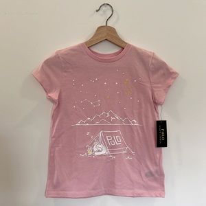 Girls Polo Ralph Lauren Med (8-10) Pink Tee w/ Constellations, Mountains, & Bear